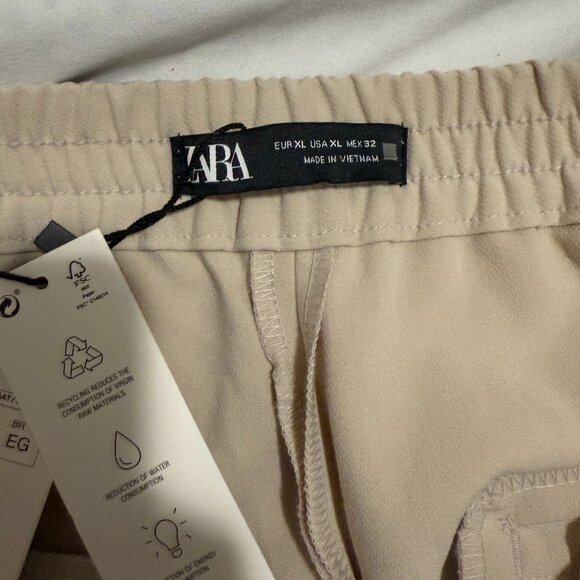 NWT Zara High Waisted Wide Leg Cream Trousers Size XL - Picture 3 of 6